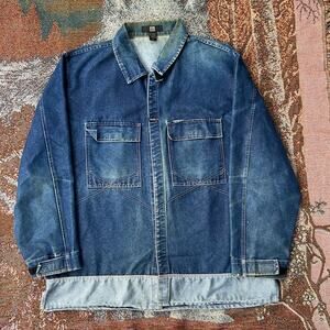 Vintage Marithe Francois Girbaud Denim Silver Reflective Trucker Jacket